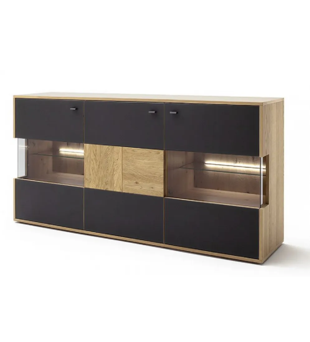 Komoda VALENCIA 184 cm antracytowo naturalna