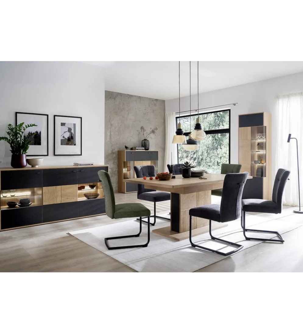Komoda VALENCIA 184 cm antracytowo naturalna