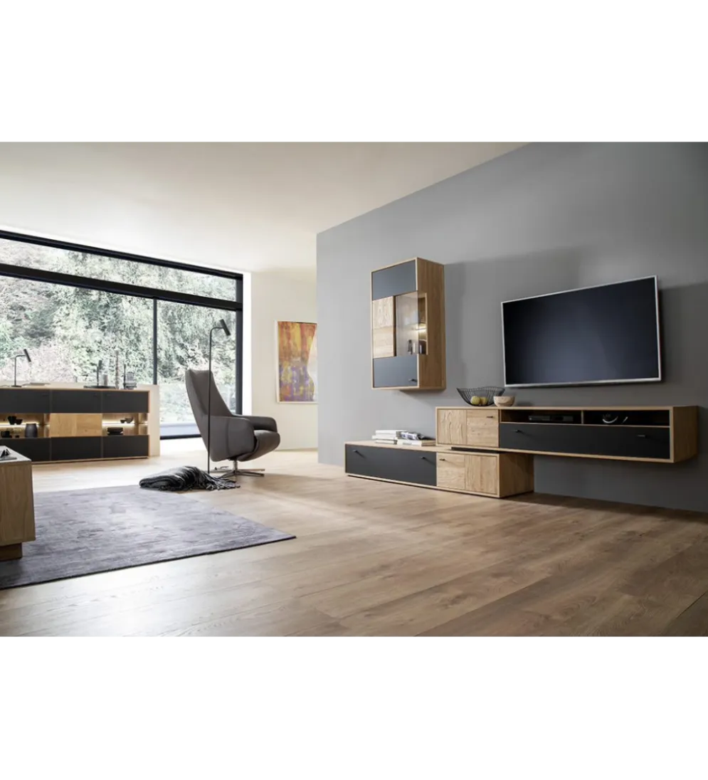 Komoda VALENCIA 184 cm antracytowo naturalna