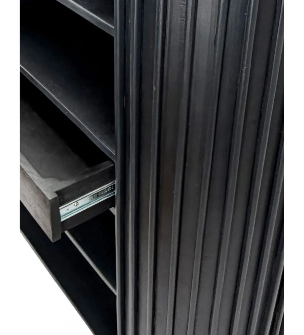Komoda WOHNLING 122 cm drewno akacja czarna