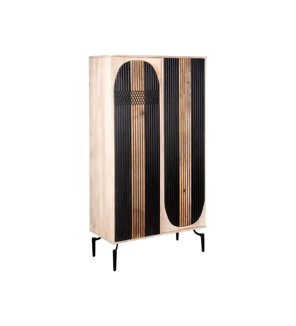 Komoda wysoka ALTORO 170 cm drewno mango naturalna czarna