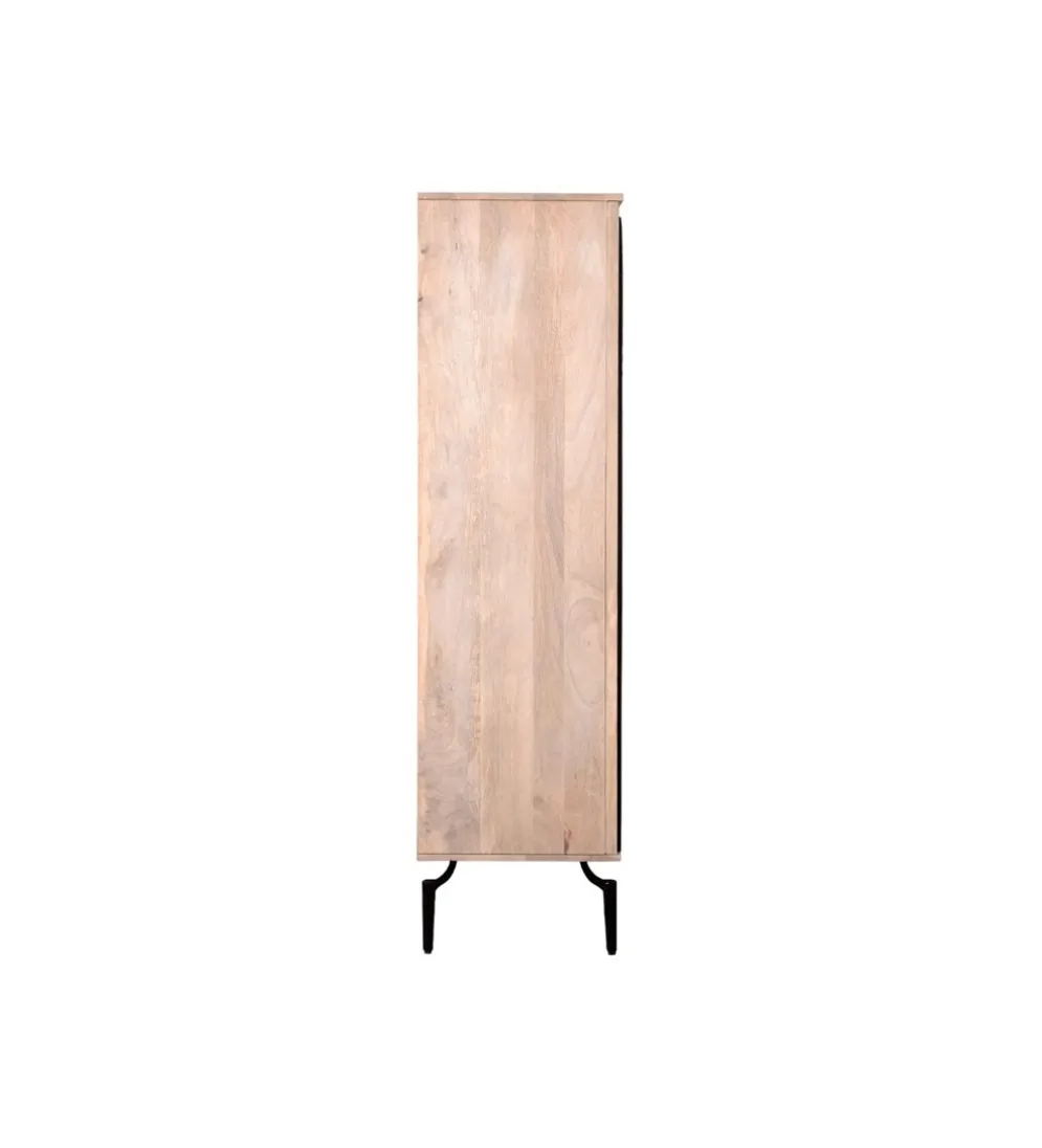Komoda wysoka ALTORO 170 cm drewno mango naturalna czarna