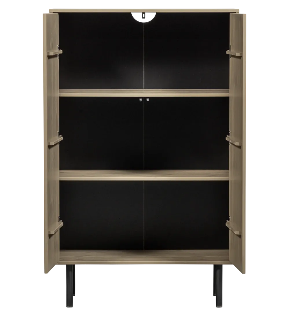 Komoda wysoka CADIZ 135 cm drewno sosny piaskowa