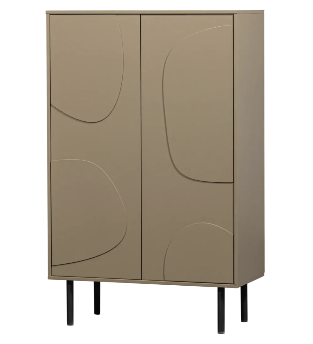 Komoda wysoka CADIZ 135 cm drewno sosny piaskowa