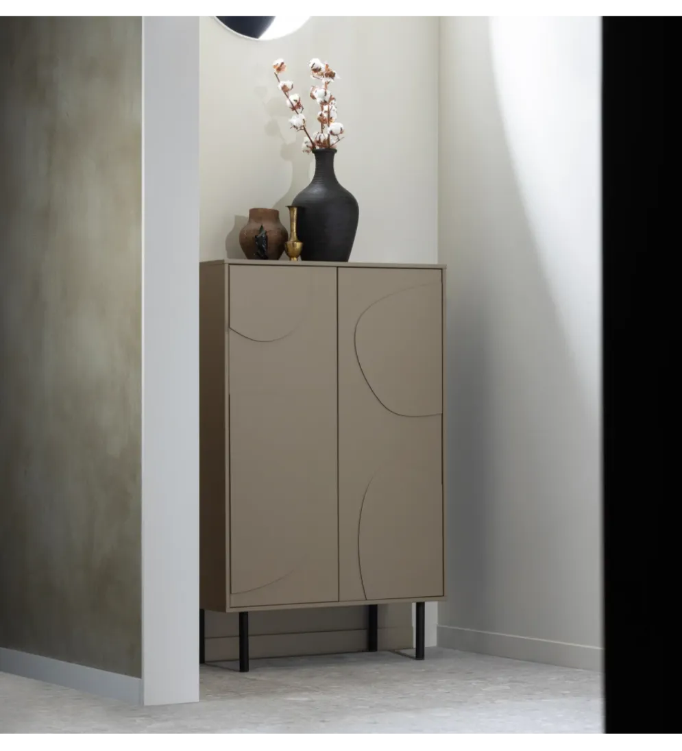 Komoda wysoka CADIZ 135 cm drewno sosny piaskowa