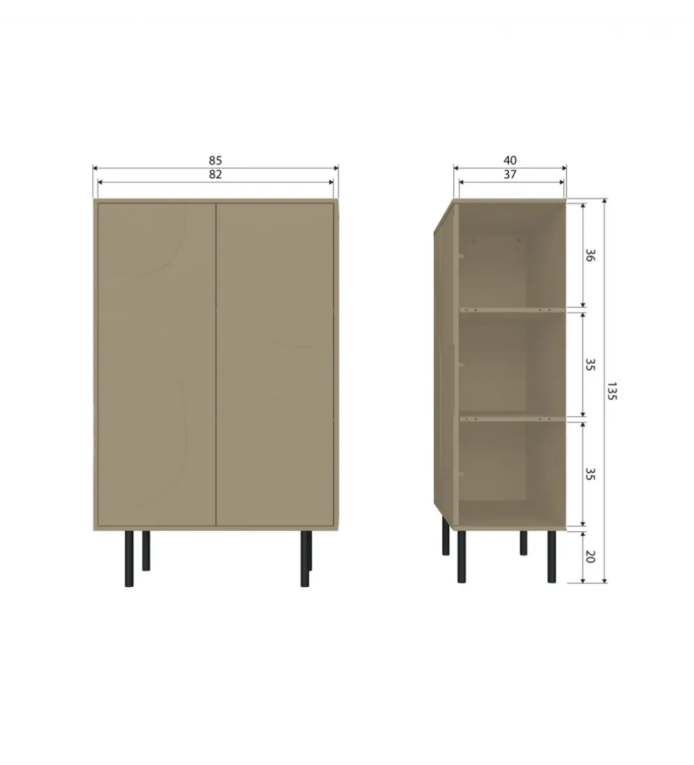 Komoda wysoka CADIZ 135 cm drewno sosny piaskowa