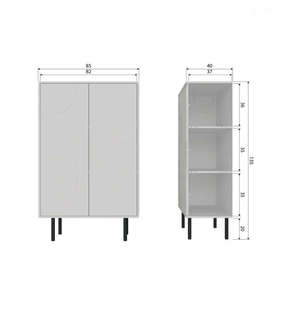 Komoda wysoka CADIZ 135 cm drewno sosny mist