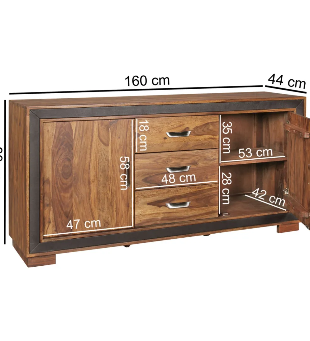 Komoda wysoka 3D ORBIT 120 cm drewno mango brązowa