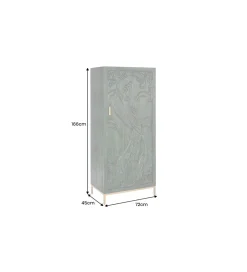 Komoda wysoka 3D PEACOCK 170 cm drewno mango antyczna zieleń