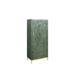 Komoda wysoka 3D PEACOCK 170 cm drewno mango antyczna zieleń