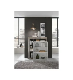Komoda wysoka HAMBURG 127 cm biała Z Dodatkiem Koloru Klon Pero