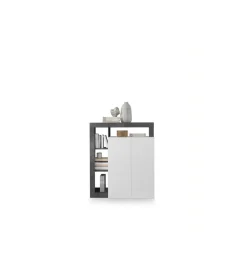 Komoda wysoka HAMBURG 127 cm Biała Z Dodatkiem Koloru antracytowego