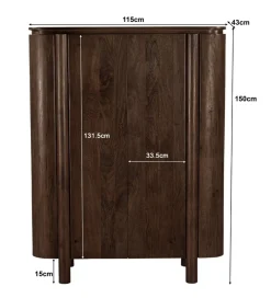 Komoda wysoka SALANO 150 cm drewno mango brązowa
