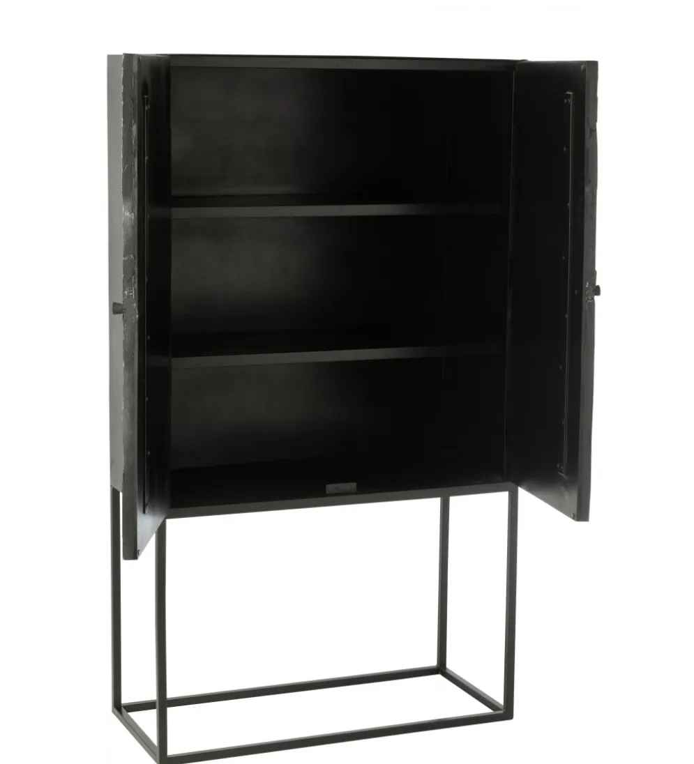 Komoda wysoka Shanil 90 cm drewno czarna