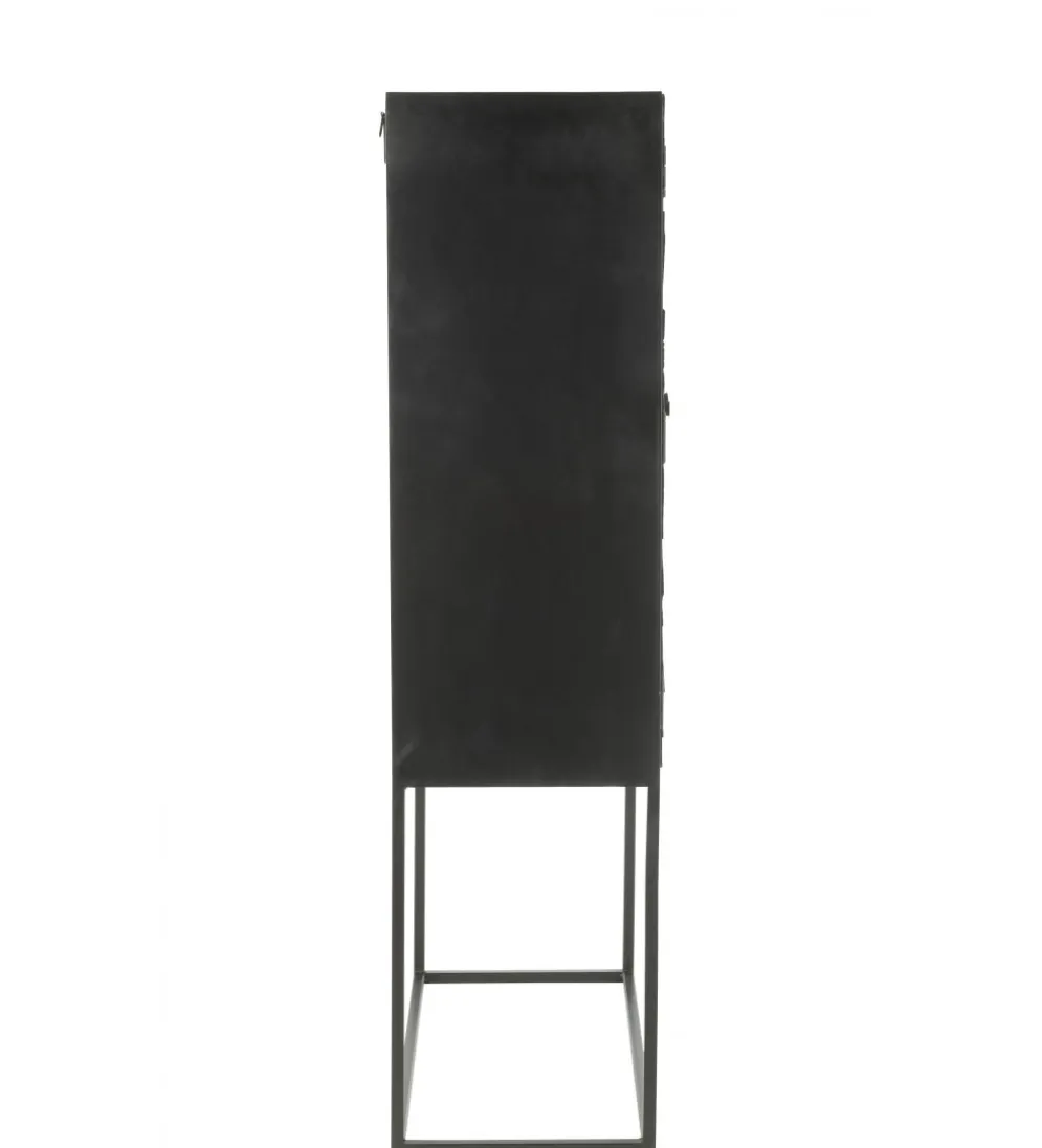 Komoda wysoka Shanil 90 cm drewno czarna