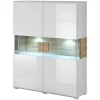 Komoda wysoka TOLEDO 122 cm biała z dodatkiem koloru dąb san remo