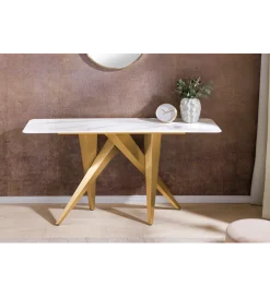 Konsola ART LIVING 140 cm blat z białego marmuru