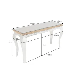 Konsola MODERN BAROCK BARRACUDA 140 cm chromowany szklany blat BEZ blatu tekowego