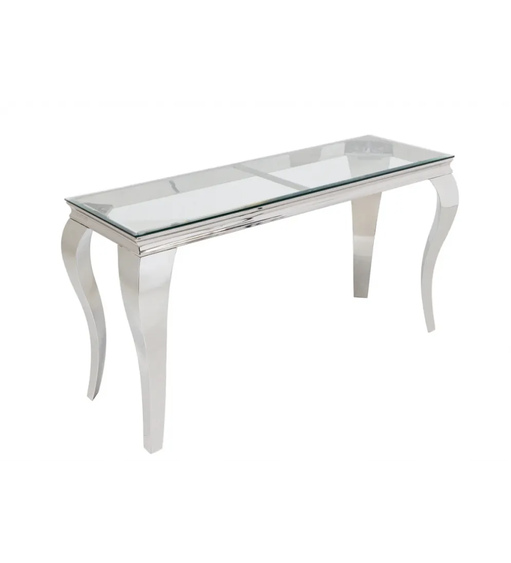 Konsola MODERN BAROCK BARRACUDA 140 cm chromowany szklany blat BEZ blatu tekowego