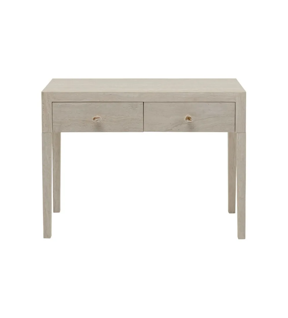 Konsola TRAVERTINO DRAWERS 100 x 77 cm naturalny beżowy