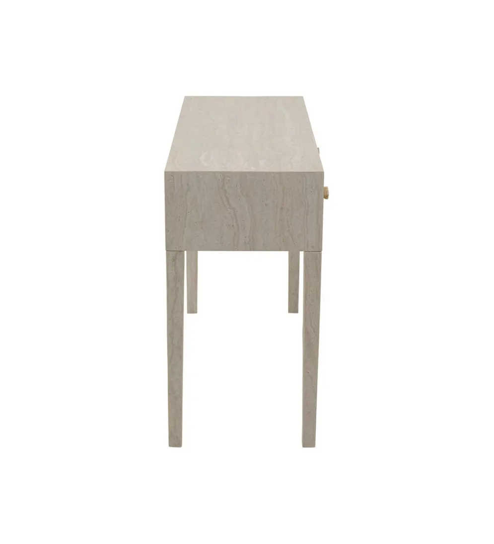 Konsola TRAVERTINO DRAWERS 100 x 77 cm naturalny beżowy