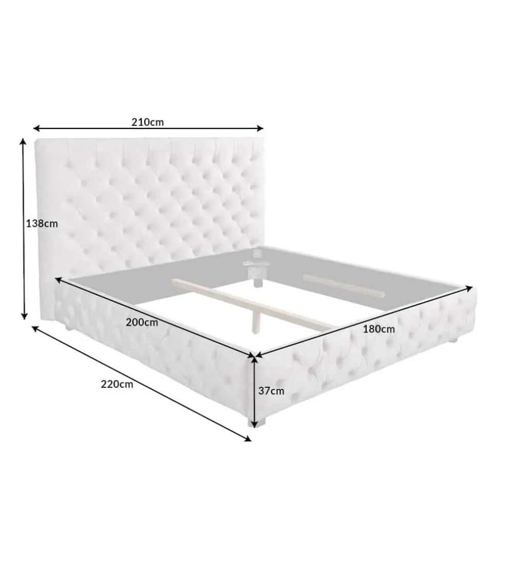 Łóżko tapicerowane PARIS CHESTERFIELD 180 cm x 200 cm beżowe lniane