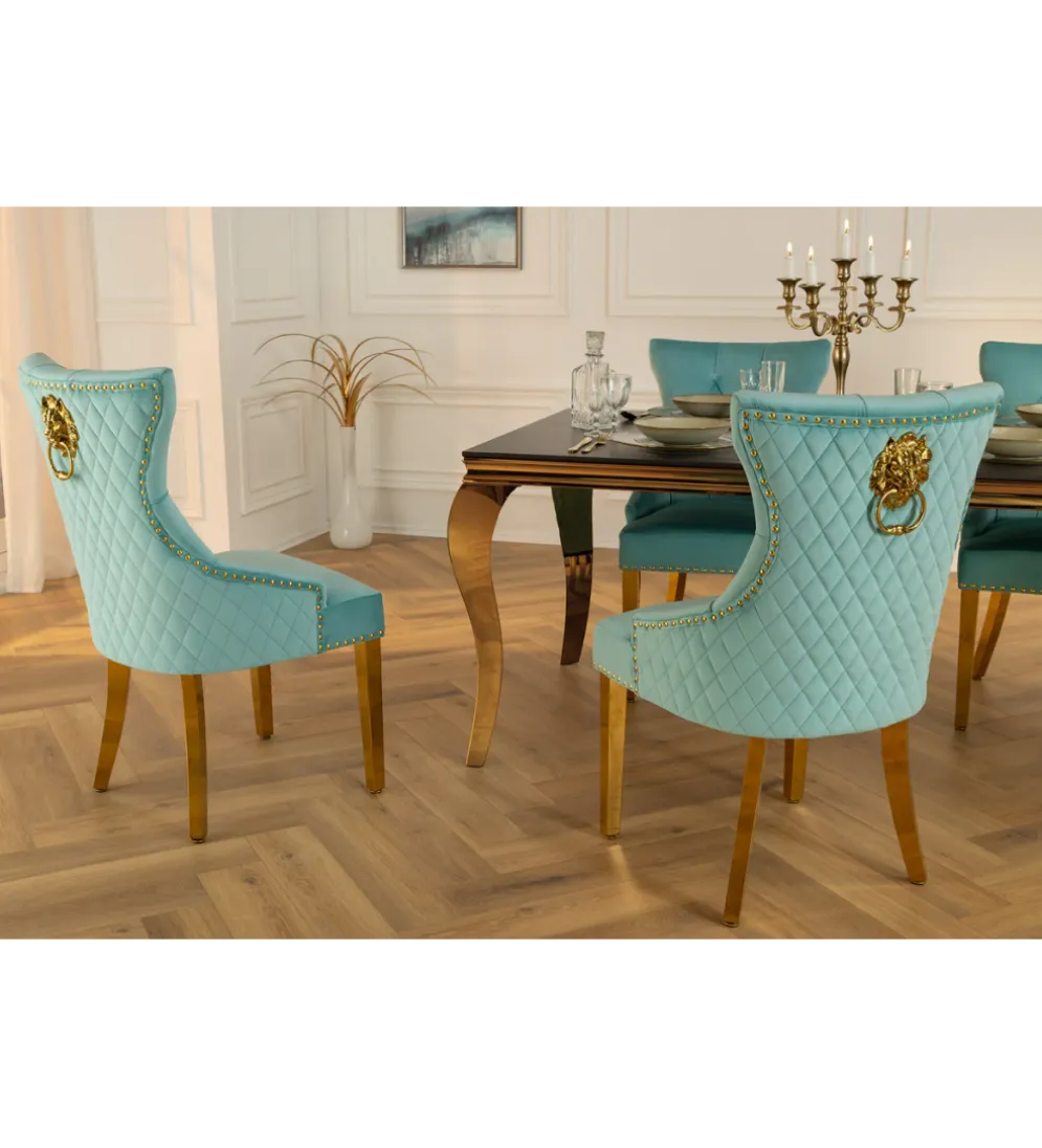 Krzesło CASTLE DELUXE welur jasnoniebieskie