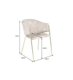 Krzesło NOBLESSE welwet beige złote nogi