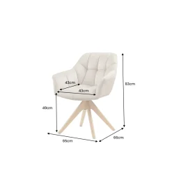 Krzesło obrotowe PAPILLON 83 cm 180 stopni beżowe