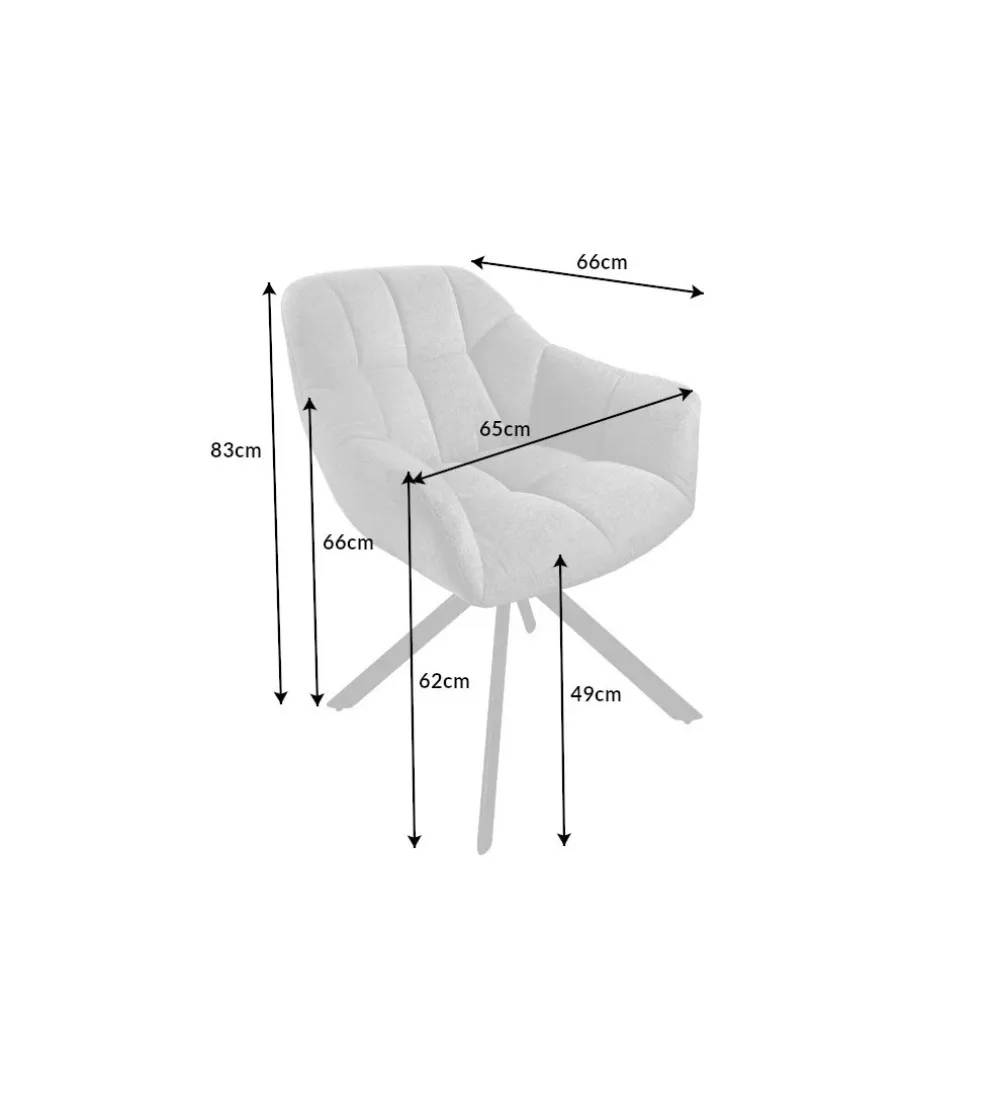 Krzesło obrotowe PAPILLON 83 cm 180 stopni skórzane beżowe
