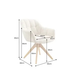 Krzesło obrotowe PAPILLON 83 cm 180 stopni chenille champagne beige