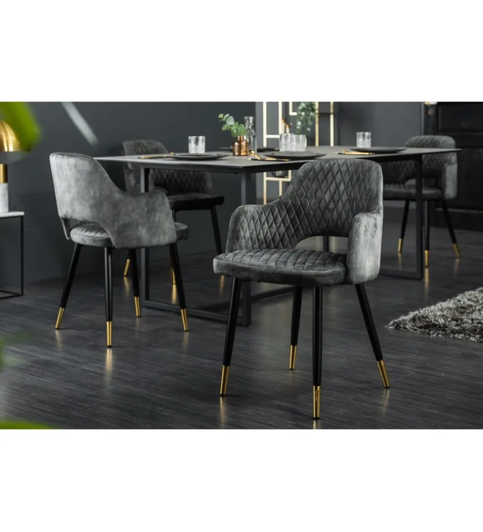 Krzesło Paris Velvet szaro zielone