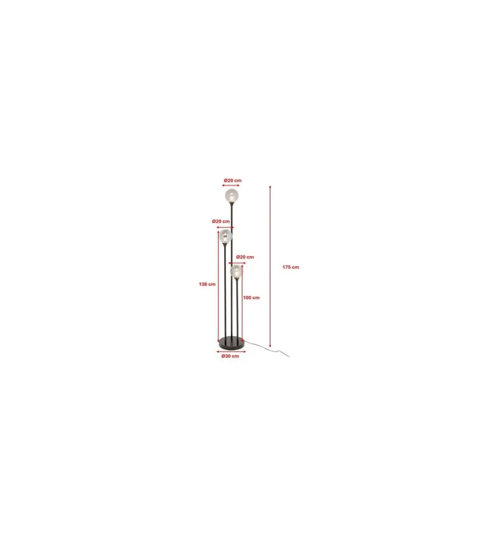 Lampa podłogowa AL CAPONE TRE 175 cm czarne