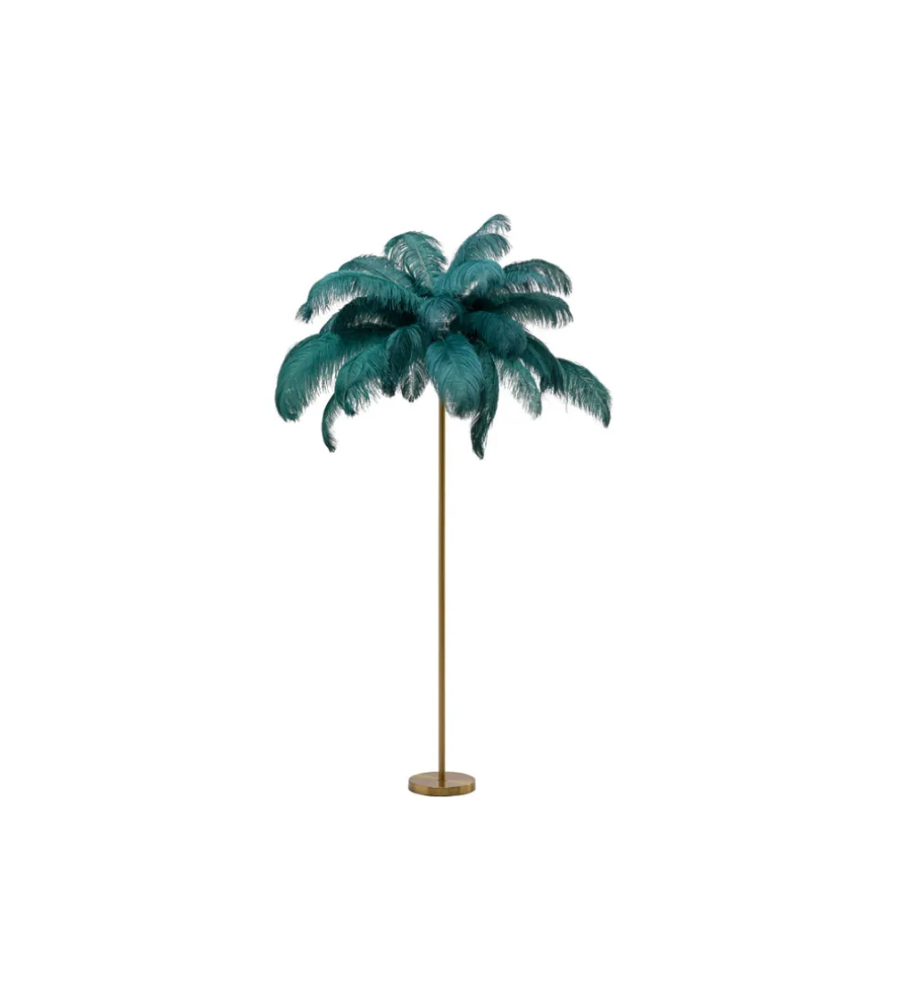 Lampa podłogowa FEATHER PALM 165 cm pióra turkusowa