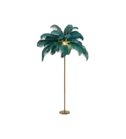 Lampa podłogowa FEATHER PALM 165 cm pióra turkusowa