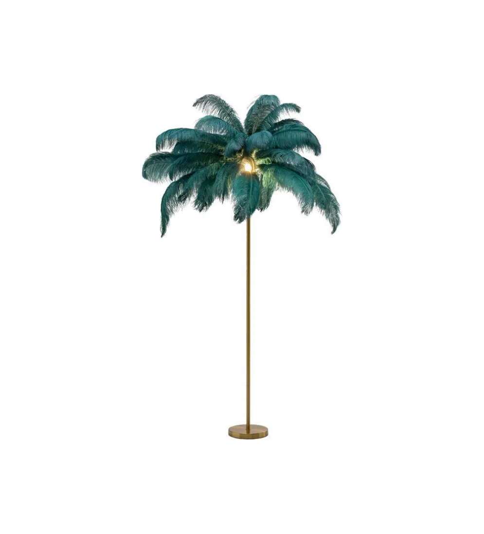 Lampa podłogowa FEATHER PALM 165 cm pióra turkusowa