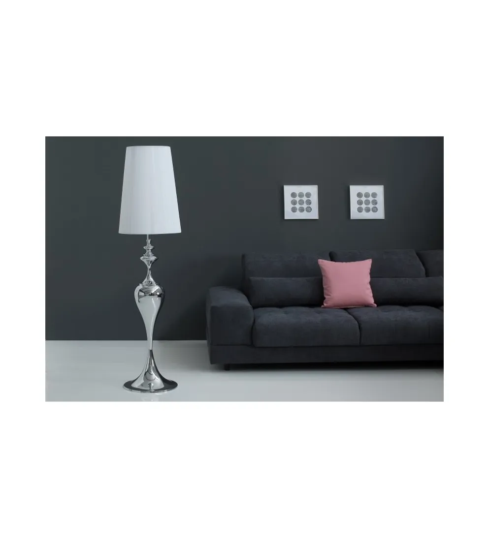 Lampa podłogowa Lucie 160cm biało srebrna