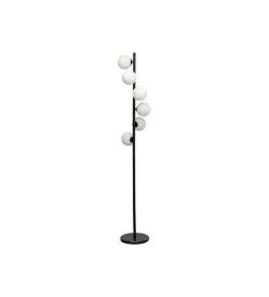 Lampa podłogowa SCALA BALLS 160 cm czarna z mlecznymi kloszami