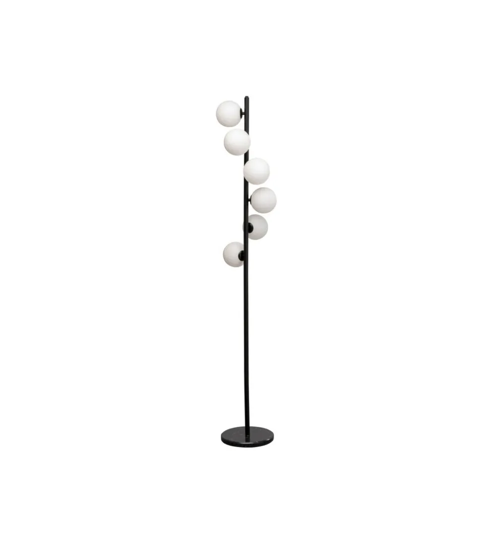 Lampa podłogowa SCALA BALLS 160 cm czarna z mlecznymi kloszami