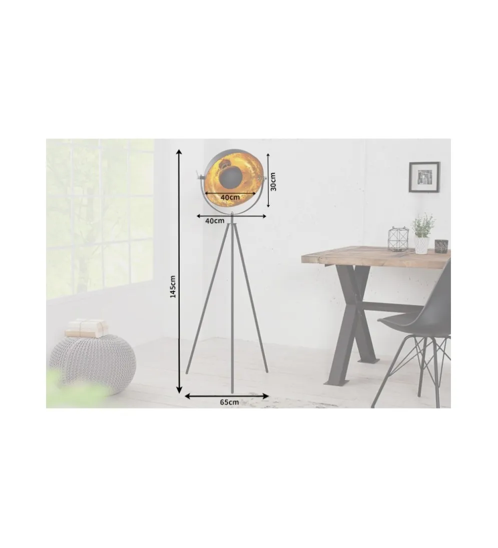 Lampa podłogowa Studio 140cm czarne złoto