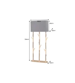 Lampa stojąca WARDROBE 150 cm naturalny z abażurem czarno-złotym