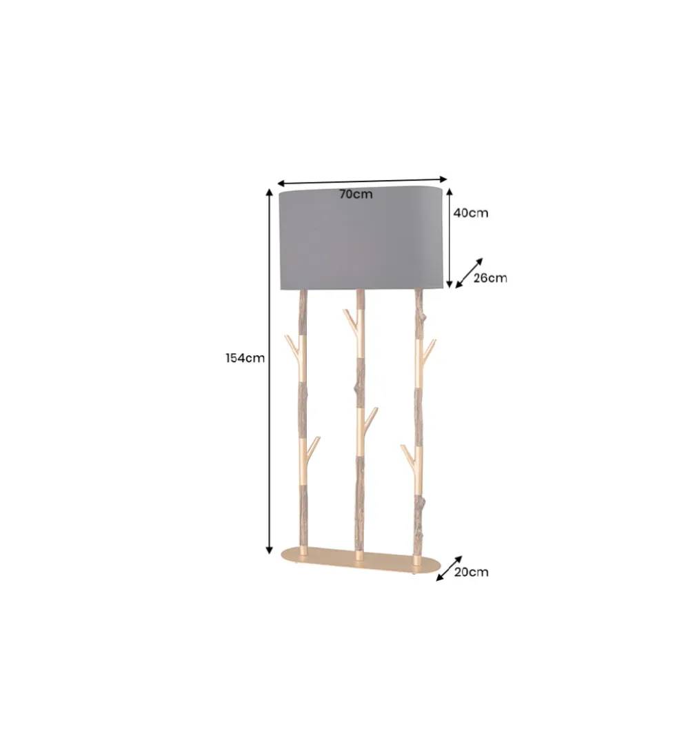 Lampa stojąca WARDROBE 150 cm naturalny z abażurem czarno-złotym