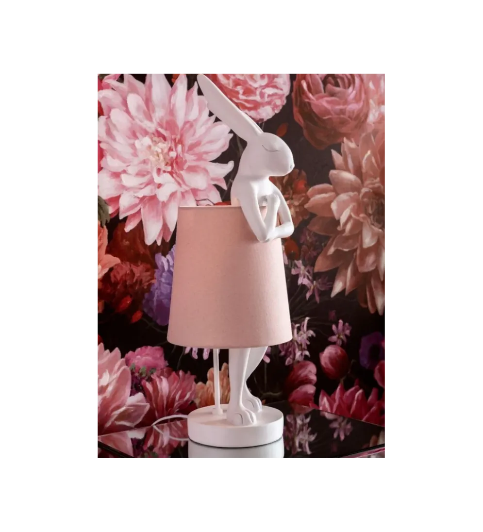 Lampa stołowa Animal Rabbit 68 cm biało różowa