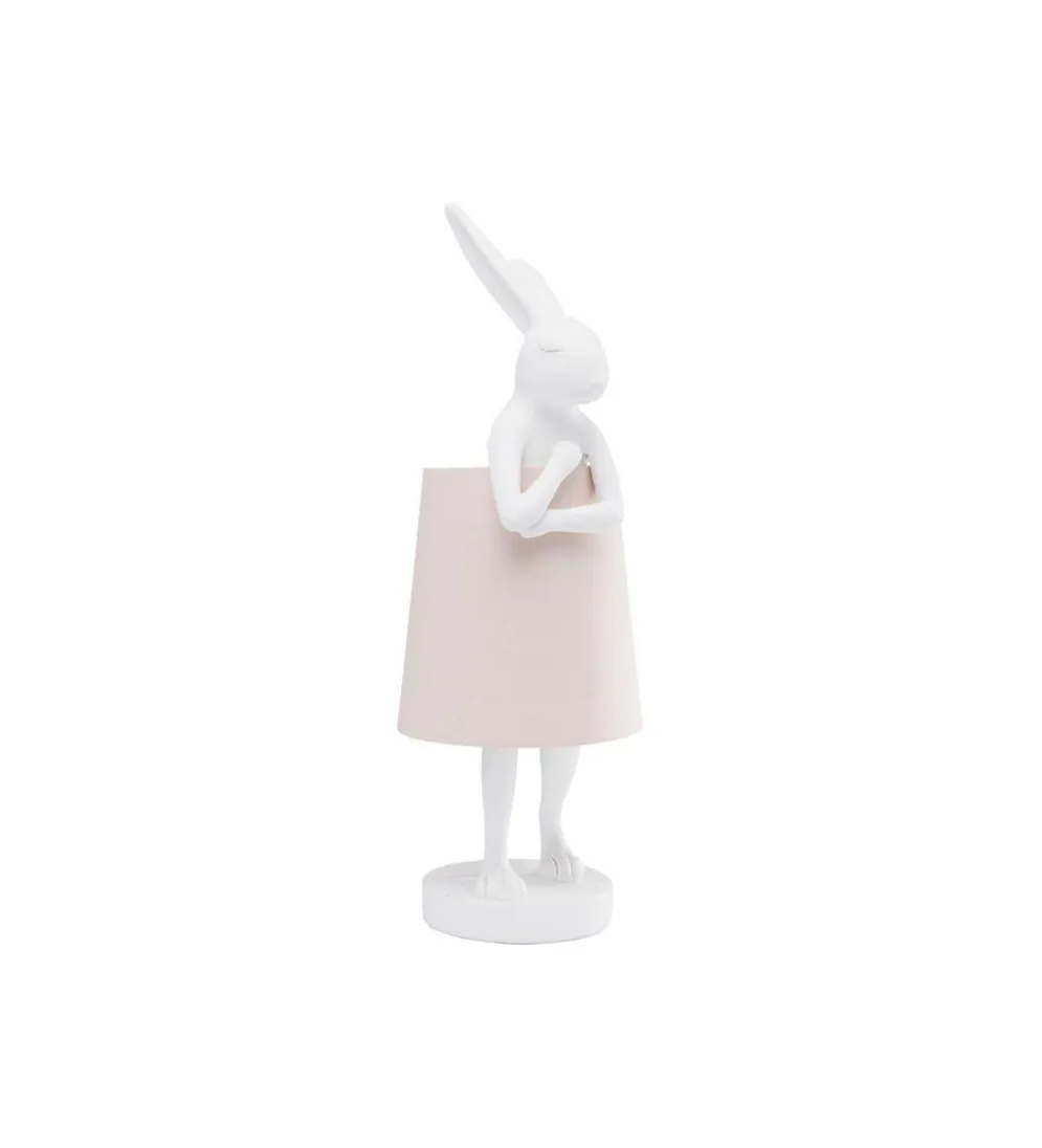Lampa stołowa Animal Rabbit 68 cm biało różowa
