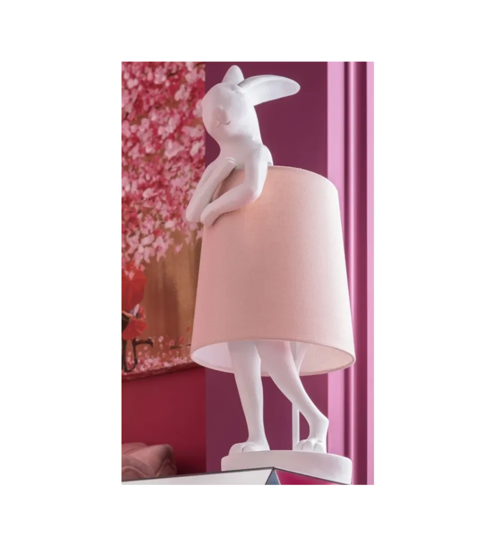 Lampa stołowa Animal Rabbit 68 cm biało różowa