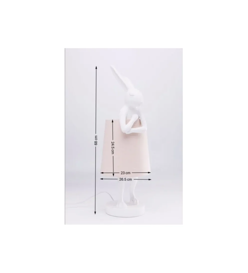 Lampa stołowa Animal Rabbit 68 cm biało różowa