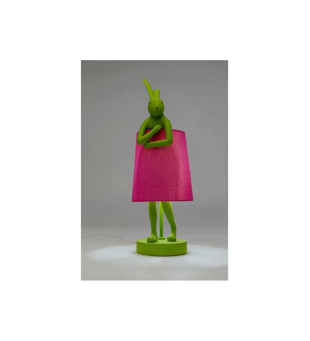 Lampa stołowa ANIMAL RABBIT 50 cm zielona różowa