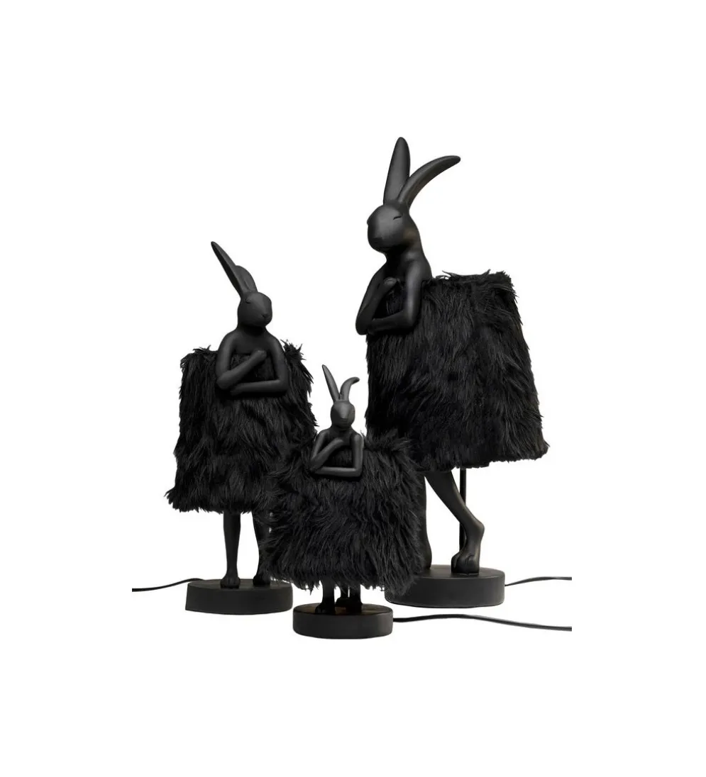Lampa stołowa ANIMAL RABBIT FUR 68 cm czarna