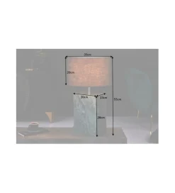 Lampa stołowa BRANDE 55 cm marmur zielona
