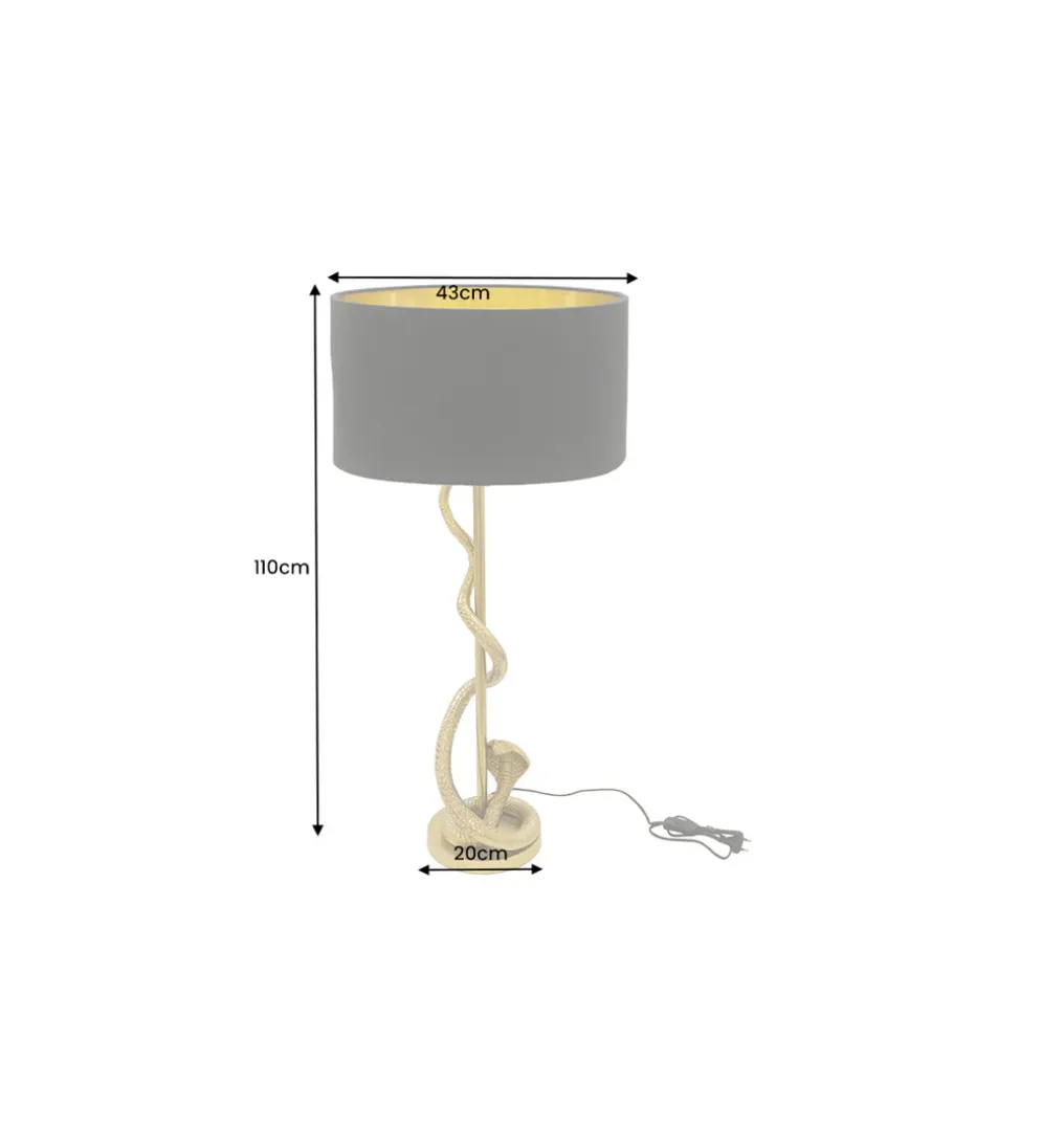 Lampa stołowa COBRA 110 cm czarna złota